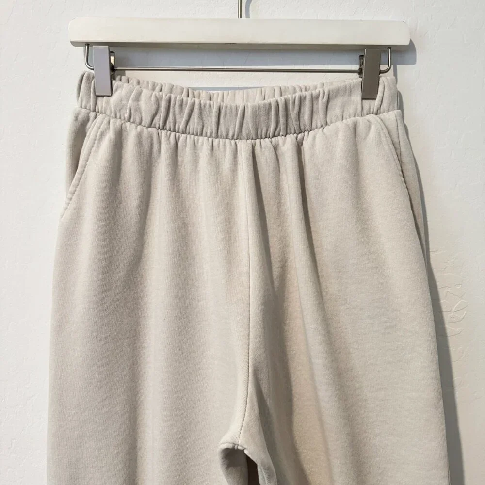 Zara Sweatpants‎ Size Large Cream Jogger Pocket High Waisted Minimalist Grunge